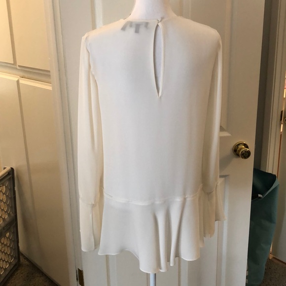 SOLD Theory silk blouse drop waist & flutter cuffs - Picture 3 of 6